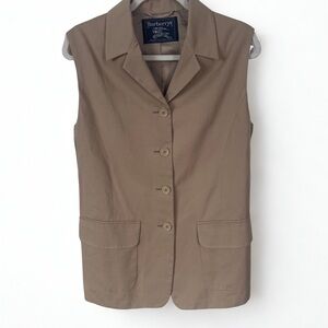 Burberry Tan Sleeveless Jacket Vest Size 8